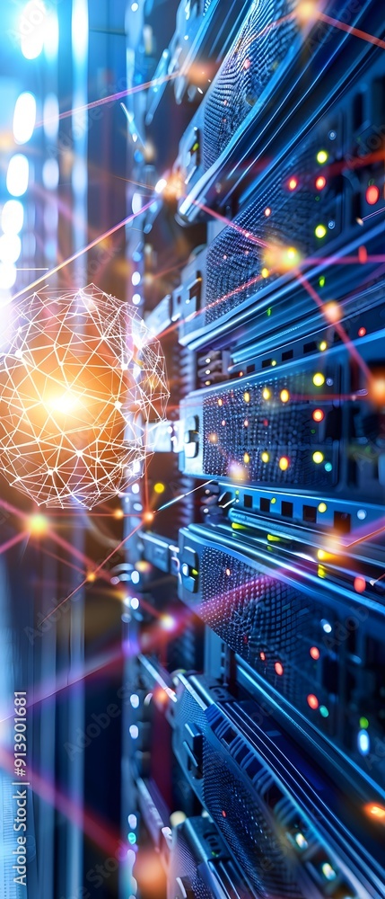 Poster server network with abstract connection.
