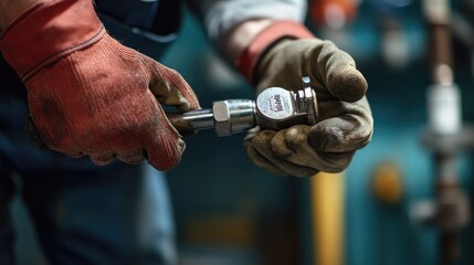 A plumber using a pipe wrench to secure a fitting, with focus on the precision and skill required for the task.
