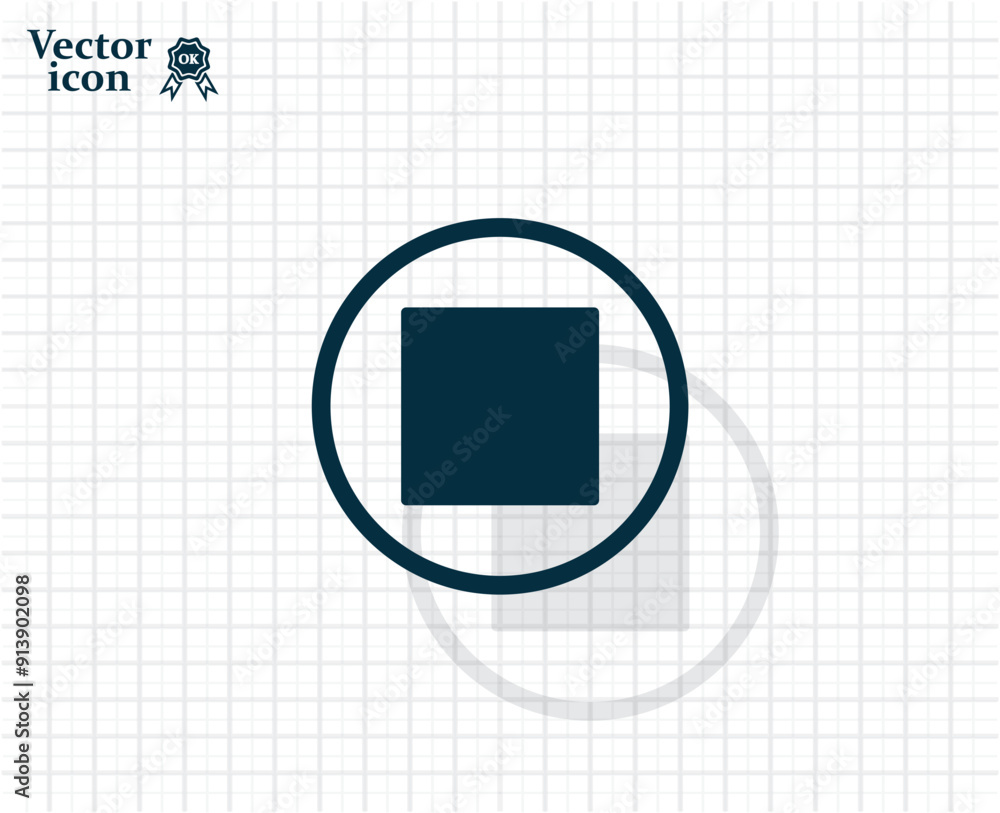 Poster dark colored vector icon with shadow on a light checkered background