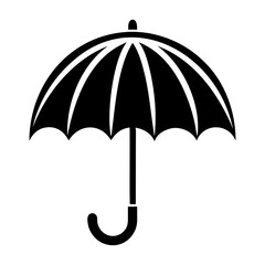 Simple minimalist black silhouette umbrella icon and vector illustration