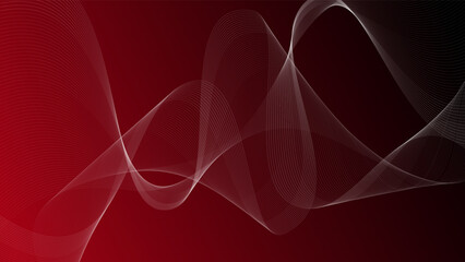 Abstract red background with waves, Green banner