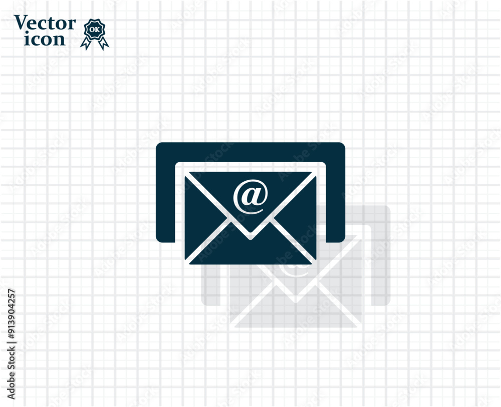 Poster dark colored vector icon with shadow on a light checkered background