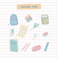 School time vector illustration with school supplies