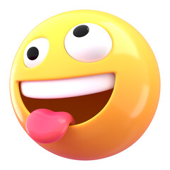 Crazy face 3D png emoticon sticker, transparent background