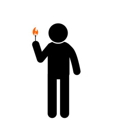 illustration of flat character lighting a match