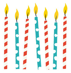Lit candles png sticker, birthday cake decoration, transparent background