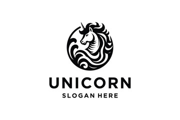 Unicorn Horse Vector Logo Design Concept.