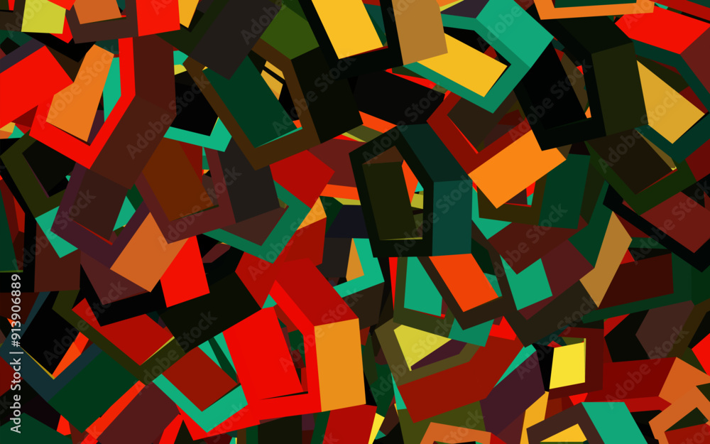 Poster dark multicolor vector template in hexagonal style.