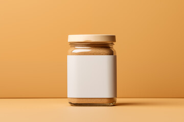 Spice glass jar mockup with white blank label