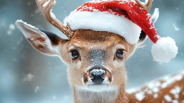 reindeer with christmas santa rudolph