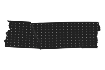 Black-dotted washi tape png sticker, transparent background
