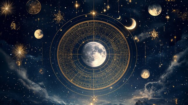 Celestial Tapestry: Lunar Phases in Astrological Chart  