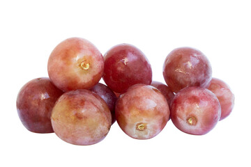 fresh red grapes isolated on. white
