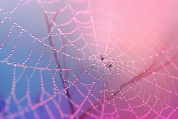 Naklejka premium A spider web with two spiders on it