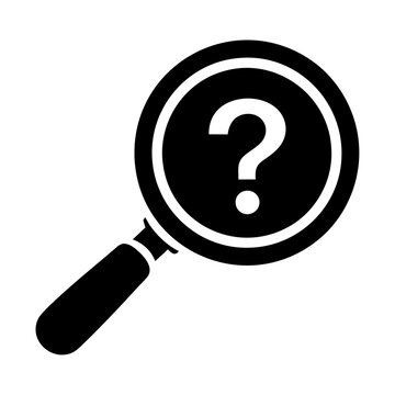 recommend clip art: Magnifying glass question mark black silhouette icon and vector illustration
