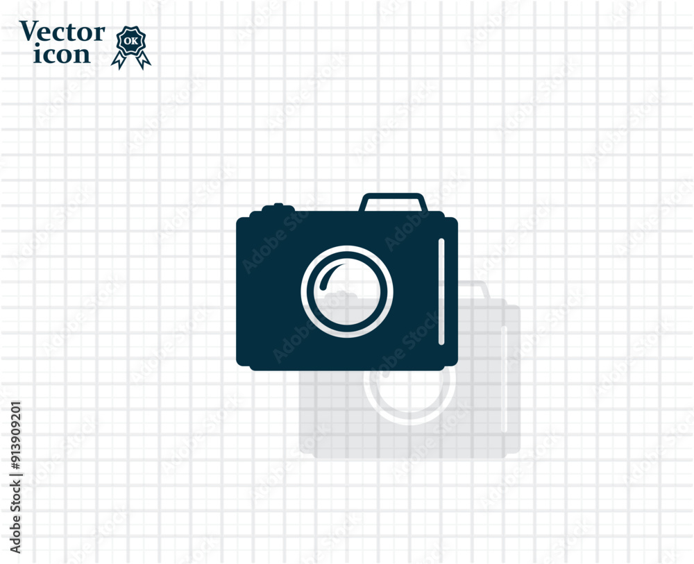Poster dark colored vector icon with shadow on a light checkered background