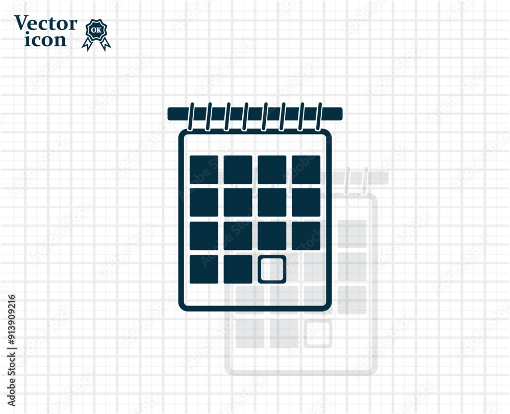 Poster dark colored vector icon with shadow on a light checkered background