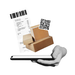 Online order tracking png sticker, paper collage, transparent background