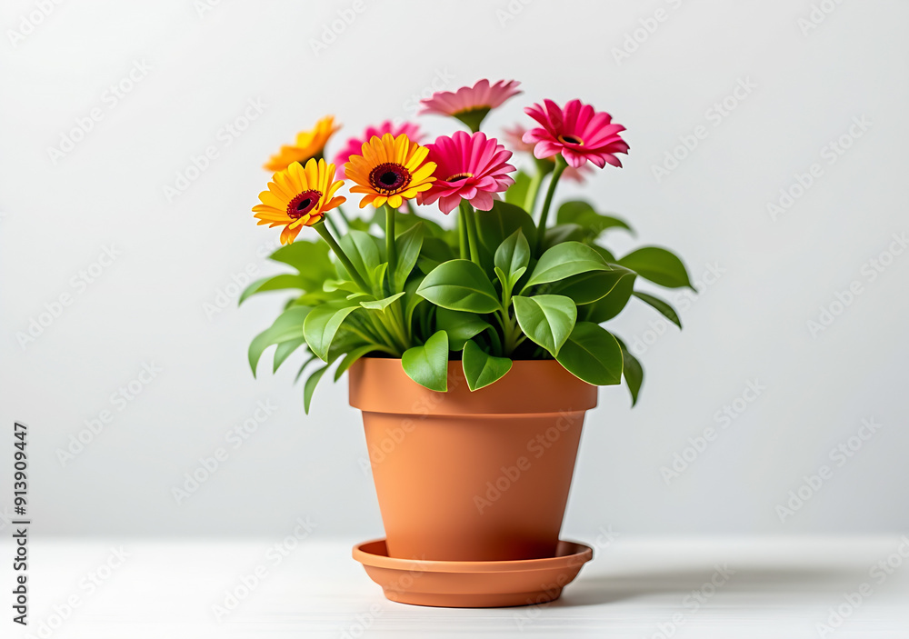 Wall mural flower pot white background