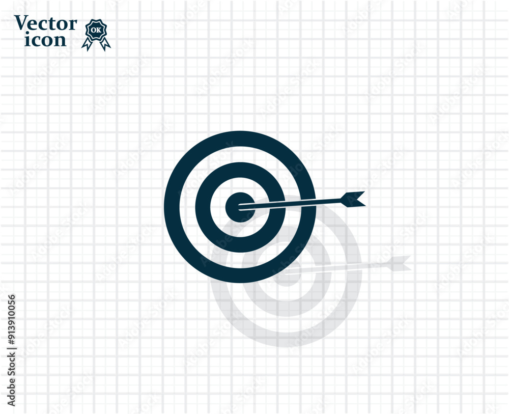 Poster dark colored vector icon with shadow on a light checkered background