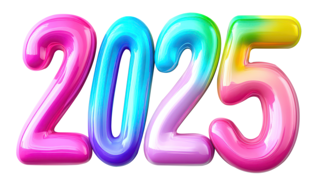 2025 Colorful Shiny Number Design.