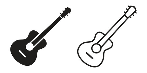 Vector illustration of an acoustic guitar icons. Perfect for music, performance, and entertainment designs.