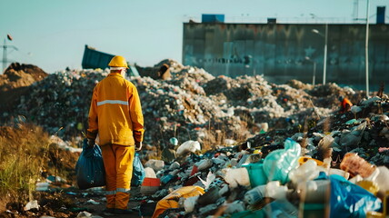 Environmental Worker Landfill Pollution Cleanup Effort