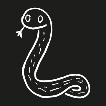 Doodle snake in minimalistic style