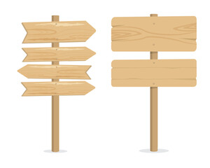 Wood signboard plank vintage element flat style, vector illustration.