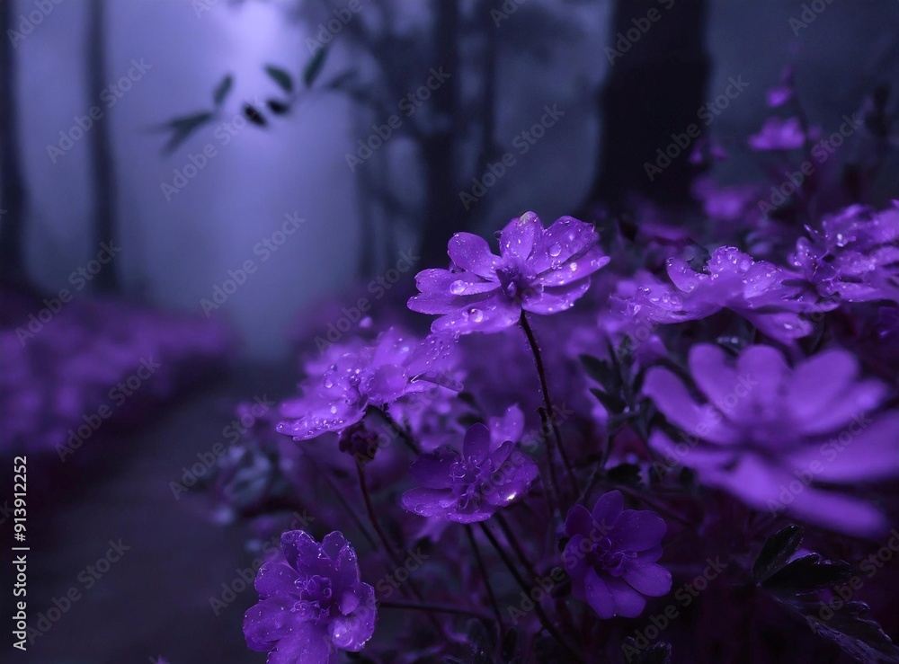 Canvas Prints purple flowers - foggy forest