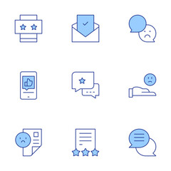 Feedback icons set. Line Duotone style, editable stroke. complaint, opinion, review, sad, rating, like, feedback, good review