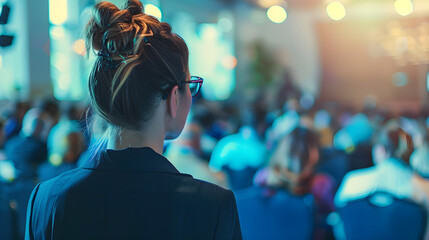 Individual sits among audience at conference, eager to learn about industry trends and innovations.