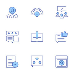 Feedback icons set. Line Duotone style, editable stroke. review, feedback, audience, survey, bad quality