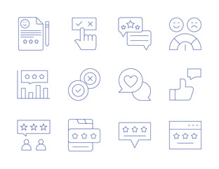 Feedback icons. Thin Line style, editable stroke. review, rating, testimonial, feedback, choice, satisfaction, evaluation, thumbs up