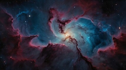 Abstract background of endless space full of nebulas and stars on a colorful design, astronomical illustration wallpaper