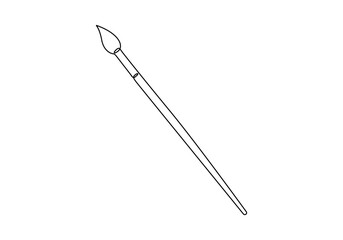 Canvas and paint brush continuous one line drawing vector illustration