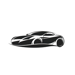 Black and White Silhouette of a Fast Sports Car, generative ai image