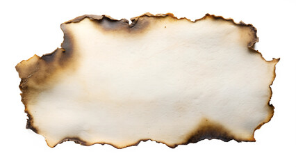 Fototapeta premium Old torn and burnt parchment paper on isolated background
