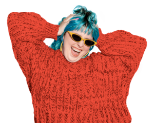 Happy woman png sticker, transparent background