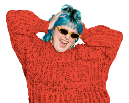 Happy woman png sticker, transparent background - Powered by Adobe