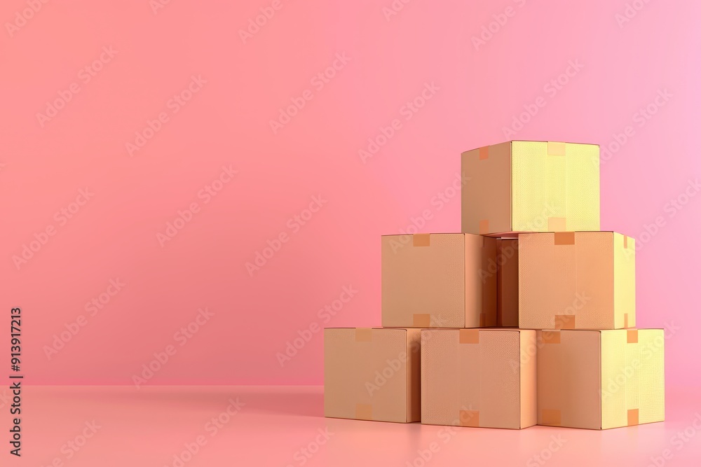 Poster a stack of colorful boxes on a table
