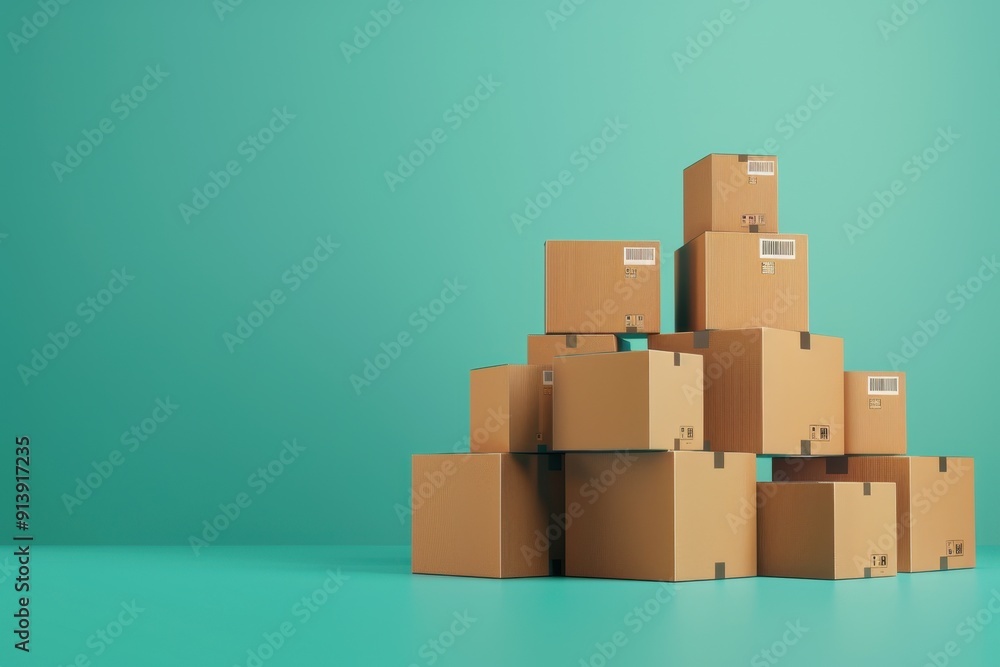 Poster a stack of colorful boxes on a table