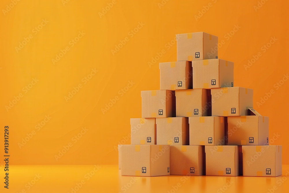Poster a stack of colorful boxes on a table