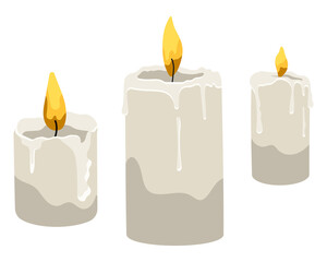 Png lit candles sticker, transparent background