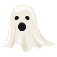 Png cute white ghost sticker, transparent background