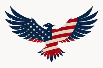 Eagle with the American flag vector illustration 
