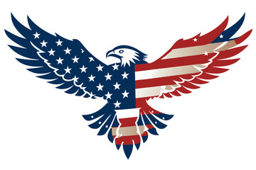 Eagle with the American flag vector illustration 
