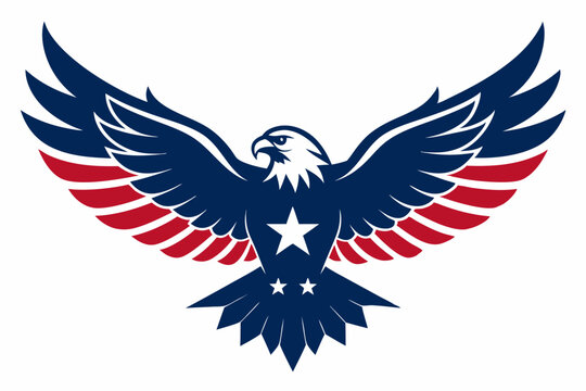 Eagle with the American flag vector illustration 
