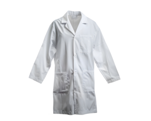 Isolated white Kittel, jacket, or blouse apparel mockup on plain cloth background