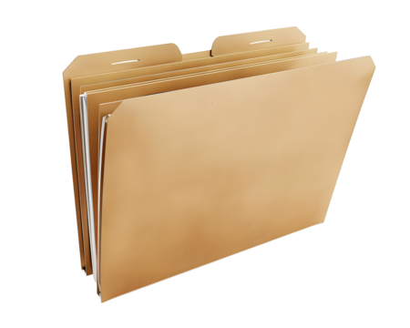 3D yellow folder icon with blank paper, isolated office data storage symbol
